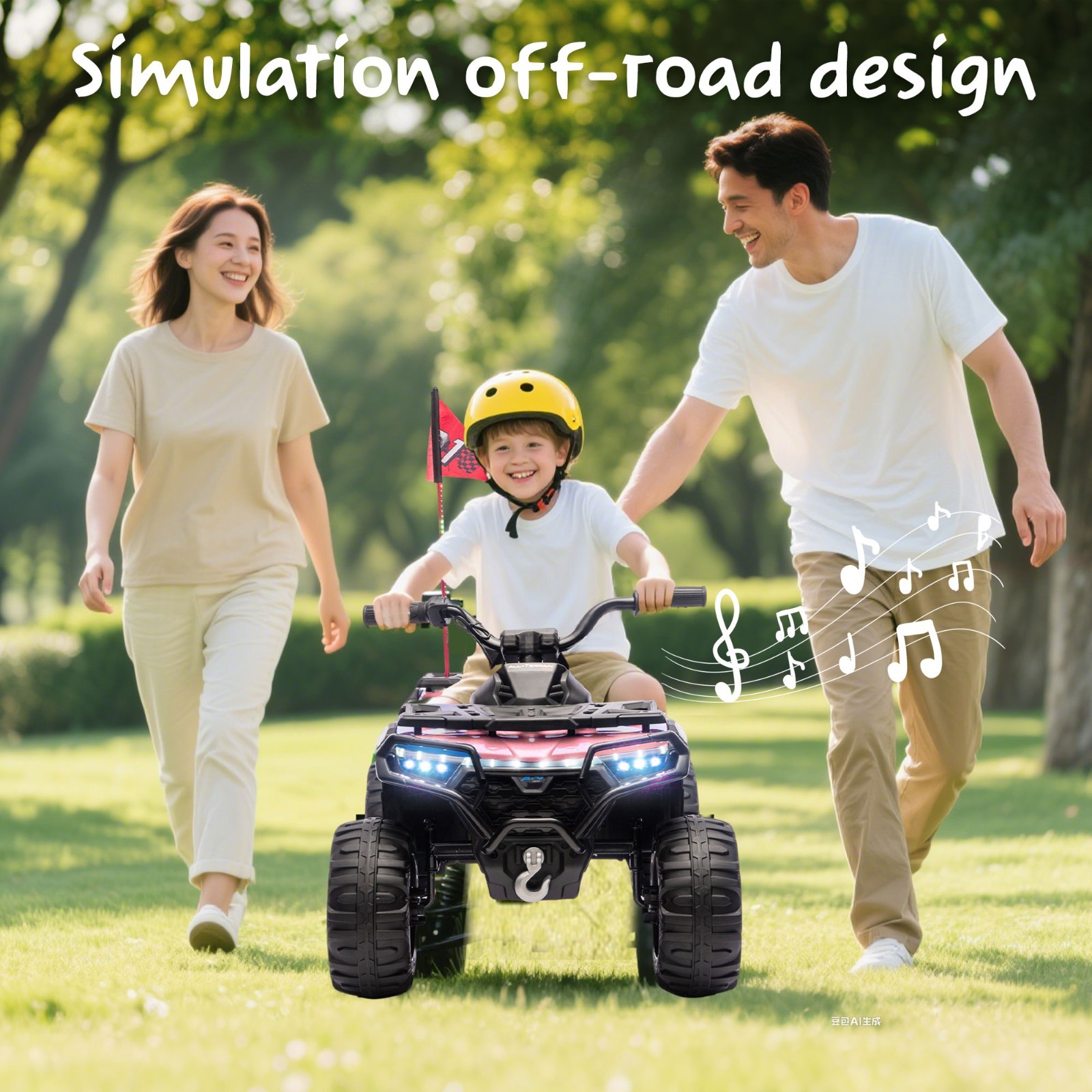 24V Kids Electric ATV 4 Wheeler Quad Car Off-Road Ride-On Toy for Ages 3-6,Pink