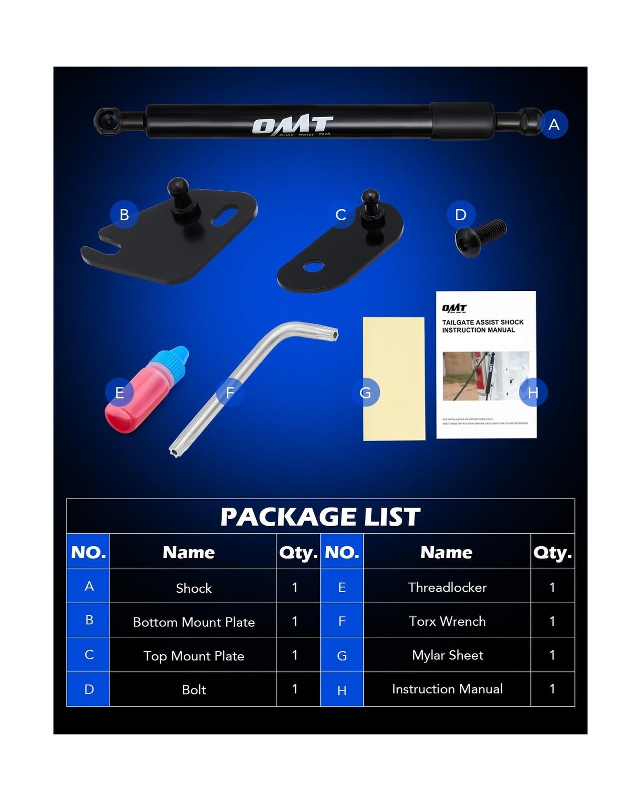 Orion Motor Tech Compatible with 15-25 F150 Tailgate Assist Accessories, Truc…