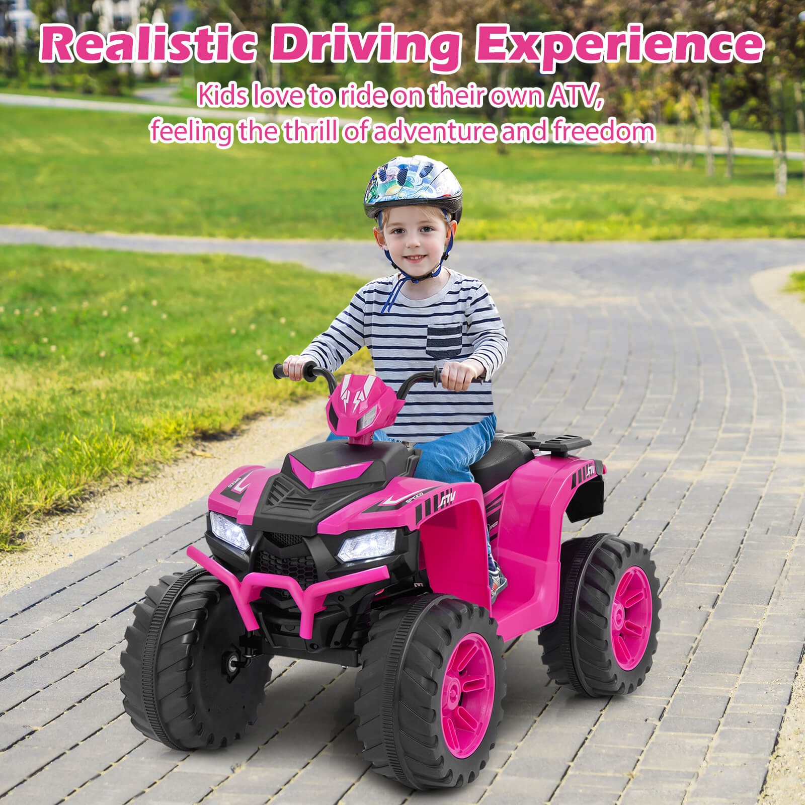 24V Kids Ride-On Electric ATV 4-Wheeler Quad Car with Wireless Connection