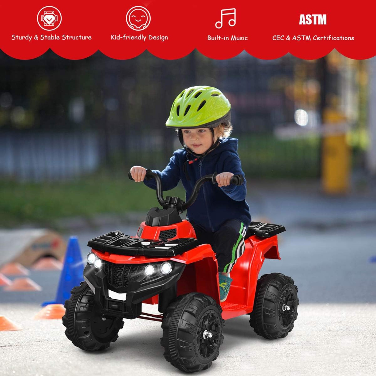 6V Battery Powered Kids Ride On ATV 4-Wheeler Quad w/ MP3 & LED Headlight Red