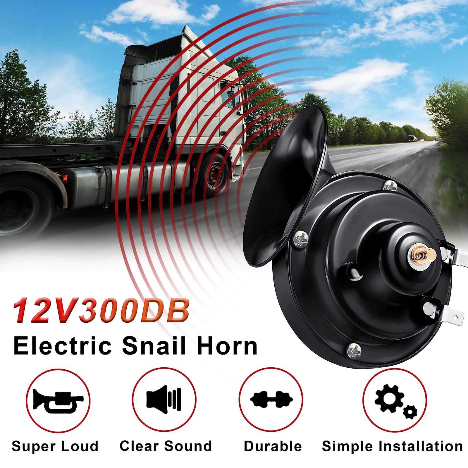 2 Pack 12V Super Loud Car Horns Electric Snail Horns for Motorcycles Trucks