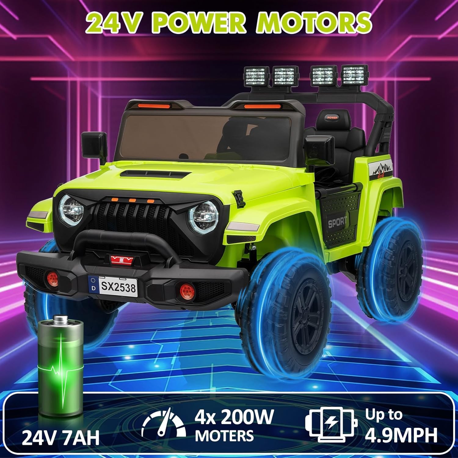 24V Powered Battery Truck 2 Seater Kids Ride On Car w/ Parent Remote Control