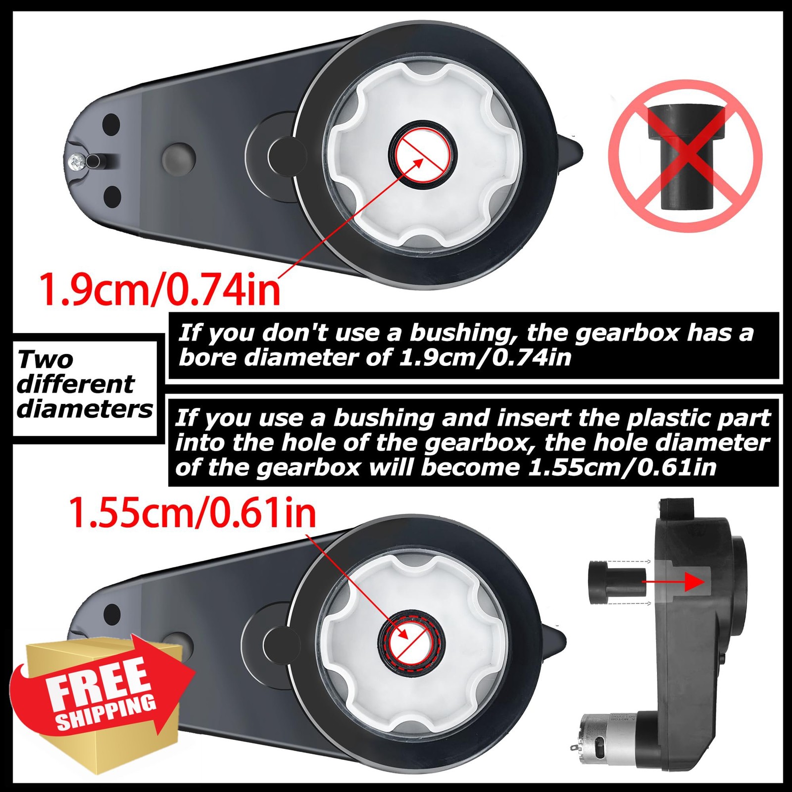 2 Pack 12V Power Wheels Gearbox Motor RS550 Upgrade