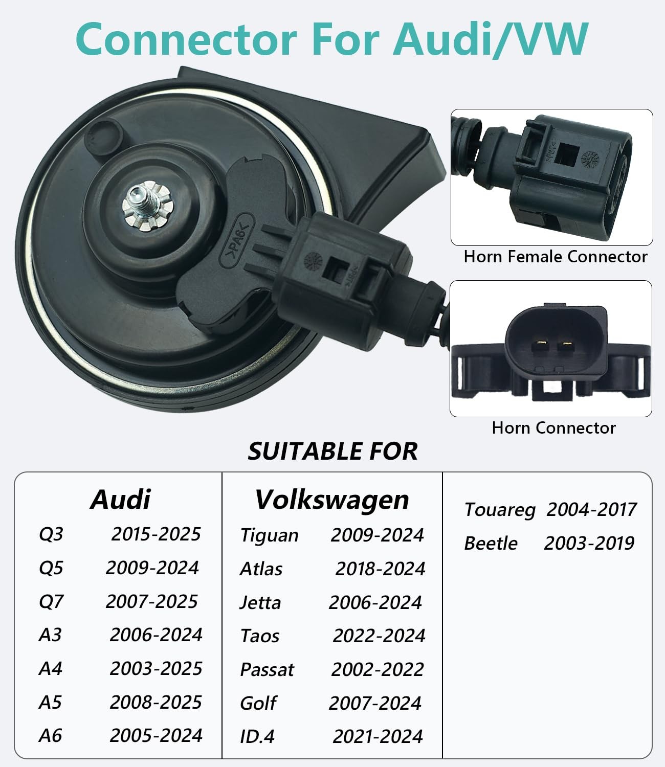 Car Horn for Audi/Volkswagen, Multifunction Loud High Low 2 Tone Auto Horn, W…