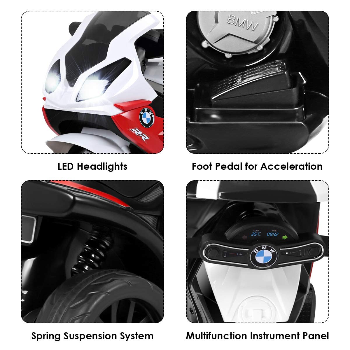 Kids Electric Ride on Motorcycle Licensed BMW 6V Battery Music 3 Wheels