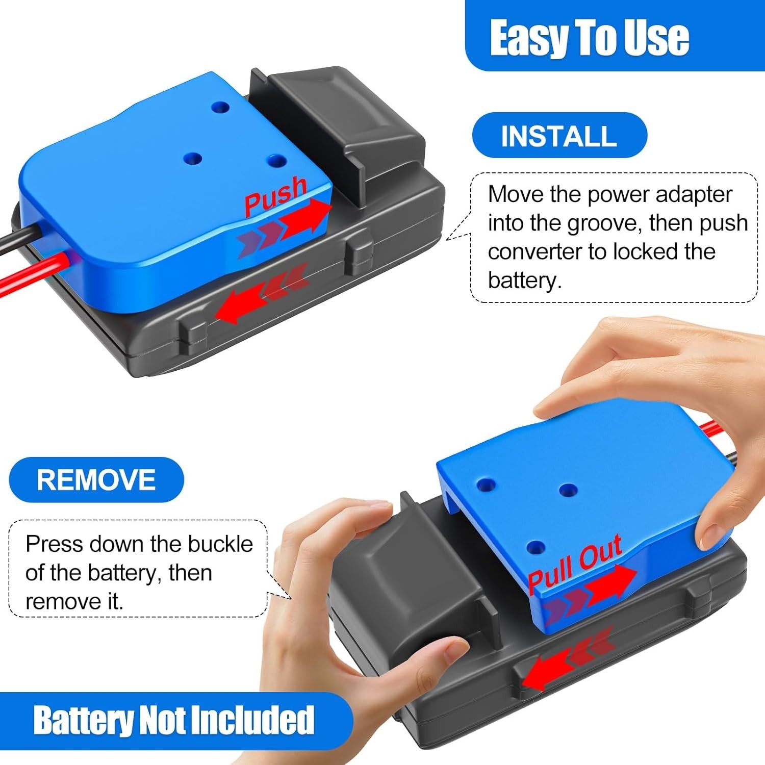 Safe Power Wheels Battery Adapter with 14 AWG Wire and Short Circuit Protection