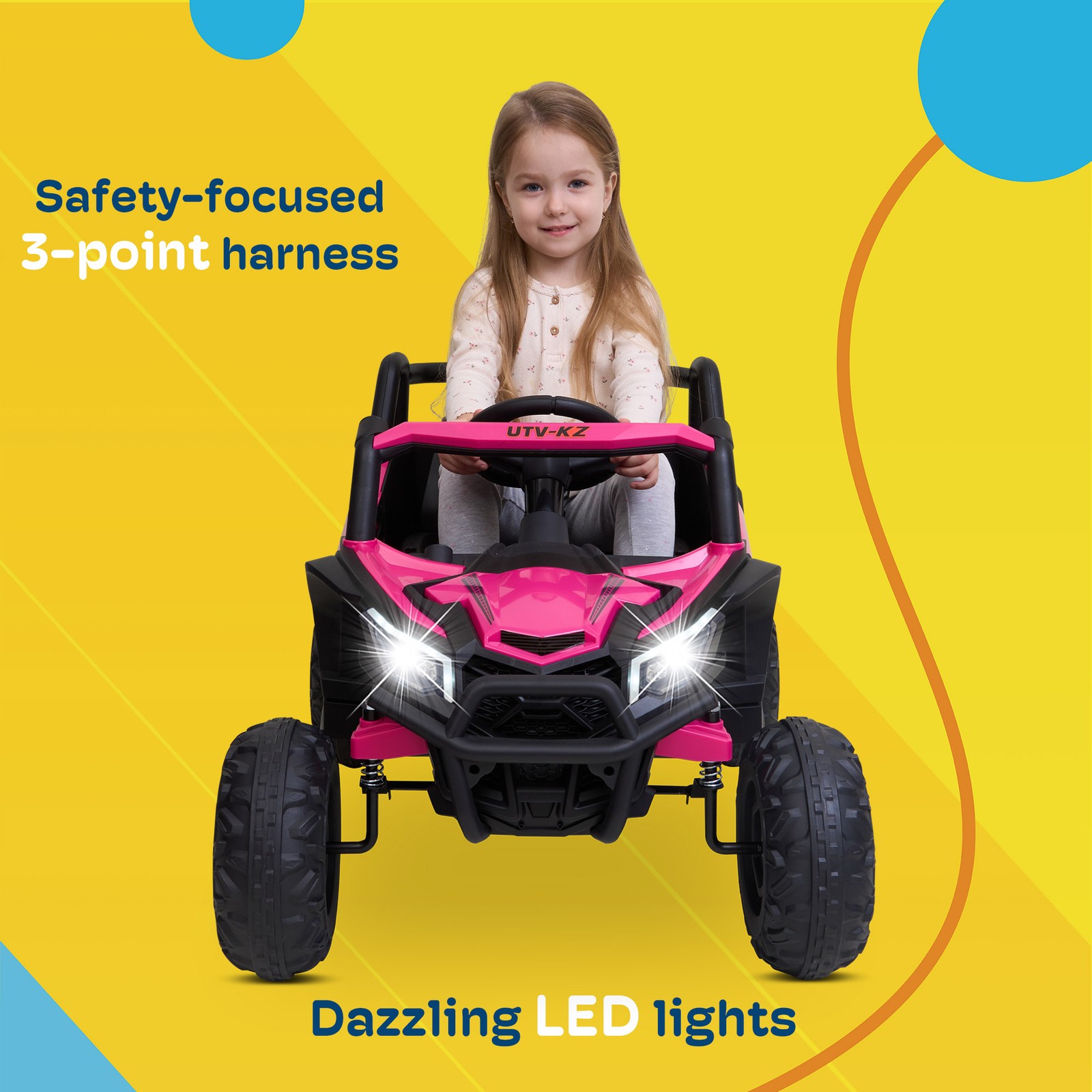 Kidzone 12V Ride On UTV Car for Toddlers 37-96 Months
