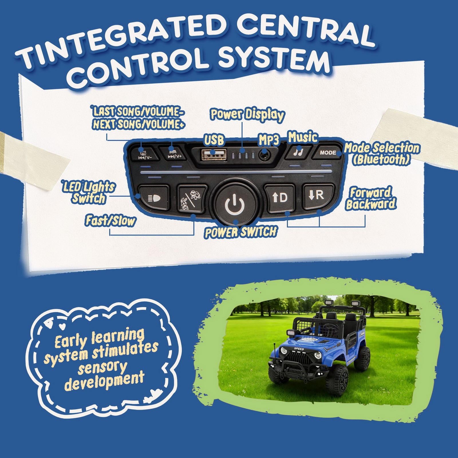 Dual Motors 24V 2-Seater Off-Road Ride On Jeep Car Toy Parent Control LED Music