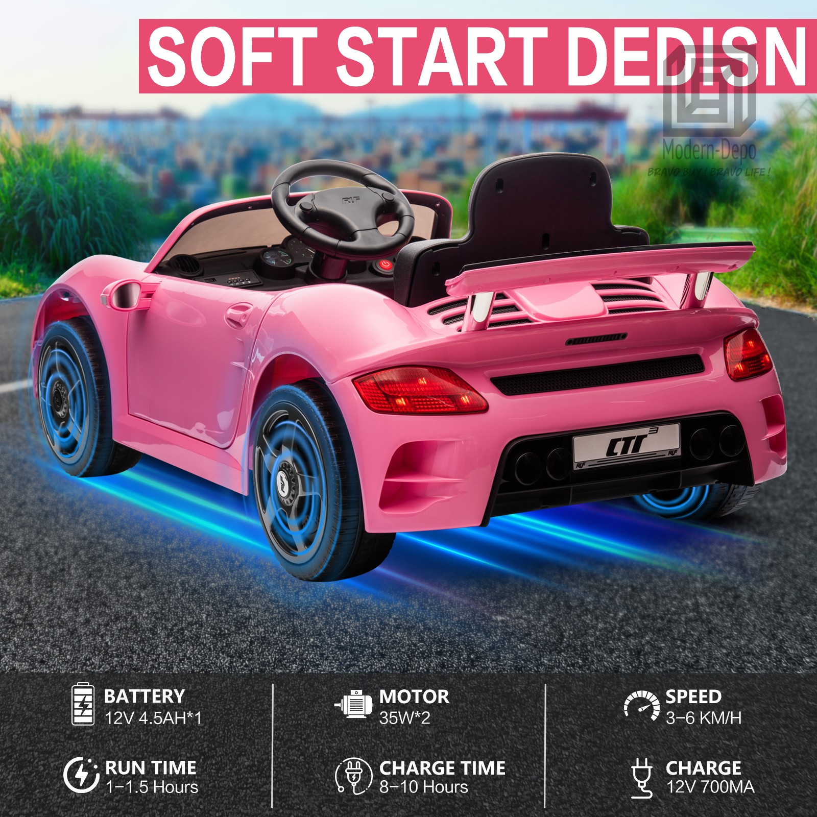 12V Kids Electric Car with Parent Remote Control, 2 Motors, Lights, MP3 Player