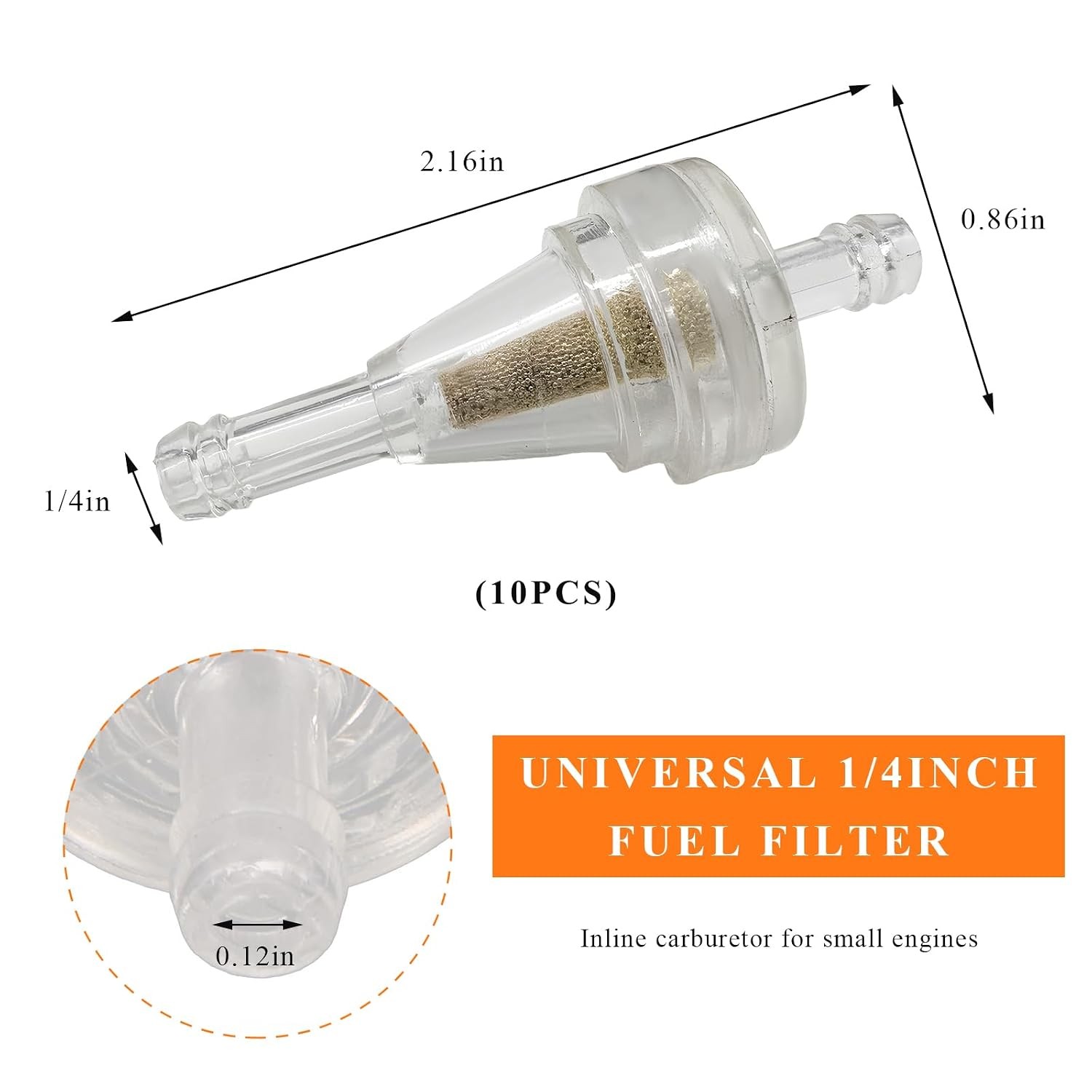 Inline 1/4″ Clear Vehicle Carb Gas Fuel Filters 10PCS Inline Fuel Filter Car