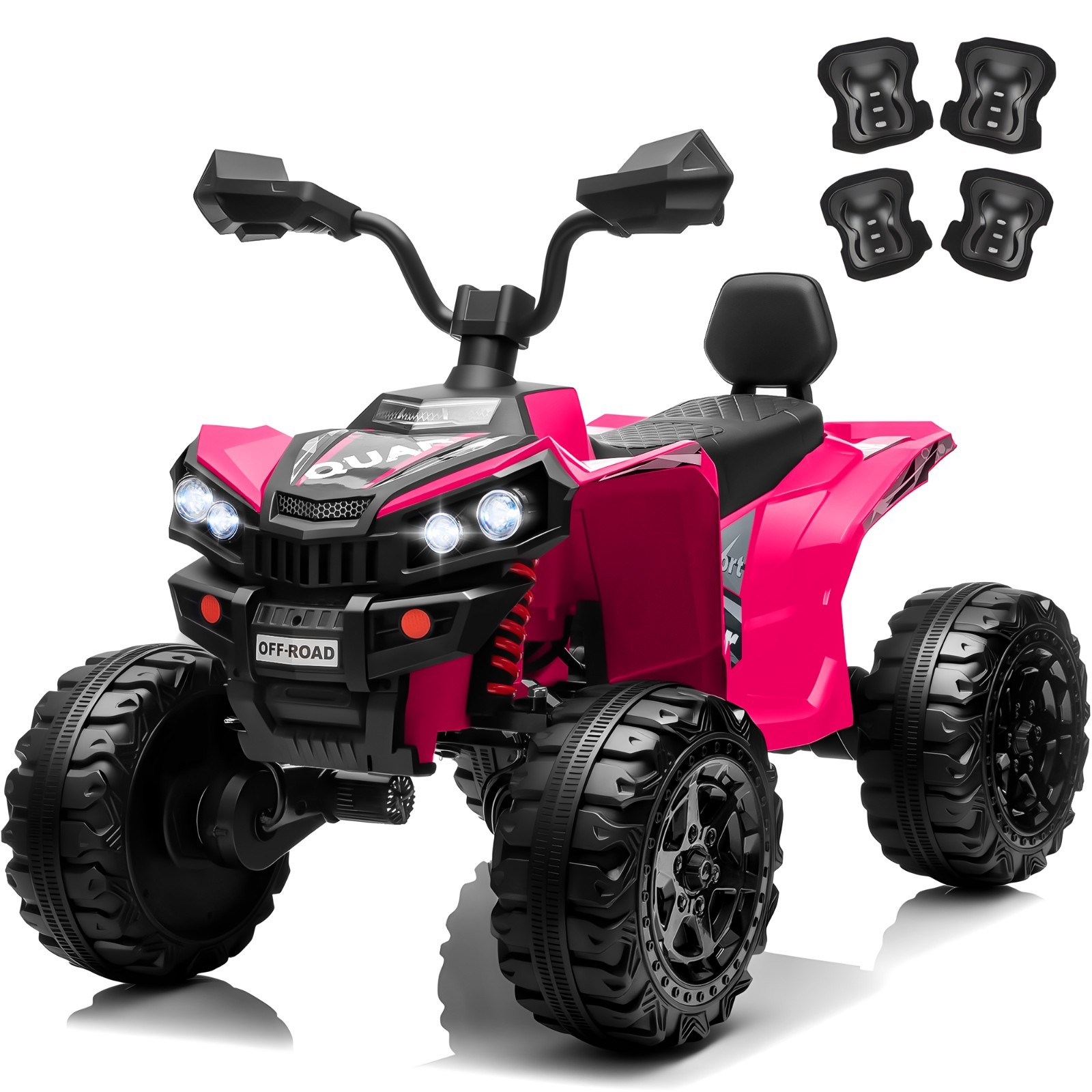 24V 4WD 2 Seater Kids Ride On ATV 4x200W Motor 7AH Electric Toy Car w/ Kneepads