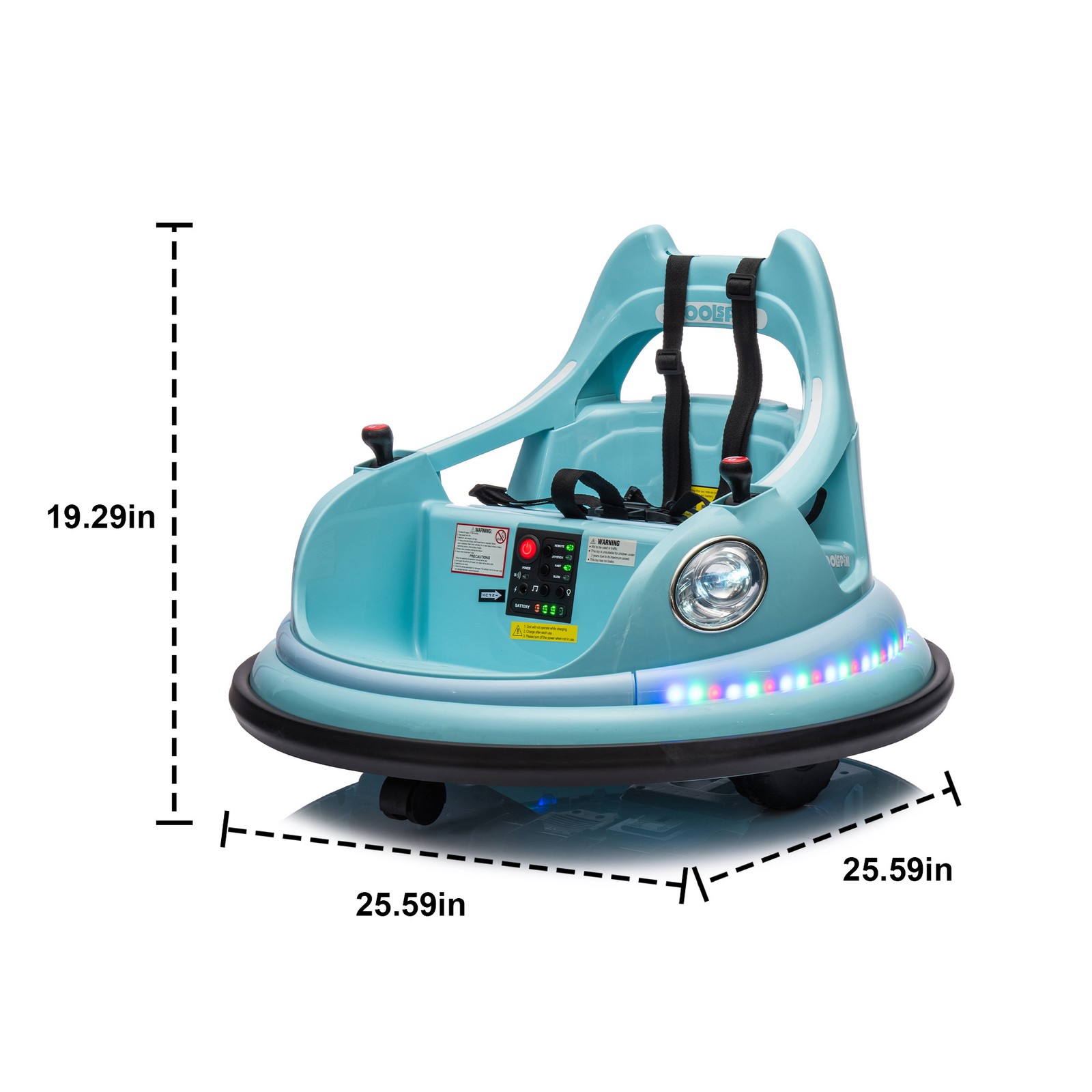 12V Ride on Bumper Car for Kids Electric Car for Kids 1.5-5 Years Old LED Blue