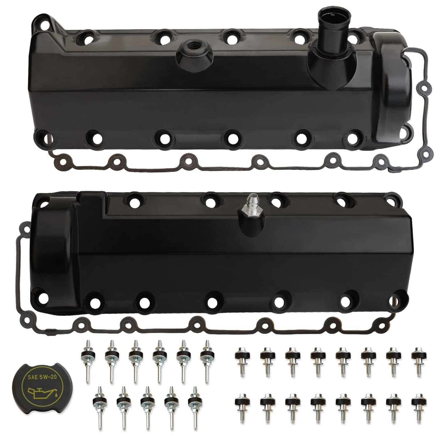 MITZONE Aluminum Engine Valve Cover Set Compatible with 1997-2004 Ford E-150 …