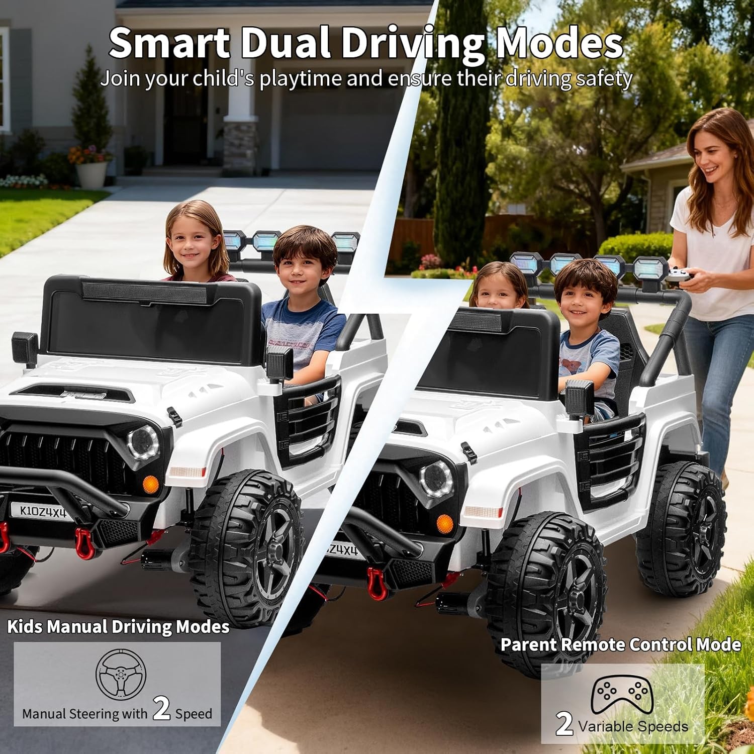 Kids 24V 2-Seater Electric Ride On Car,Ride On Truck,Bluetooth,Toy for Ages 3-8
