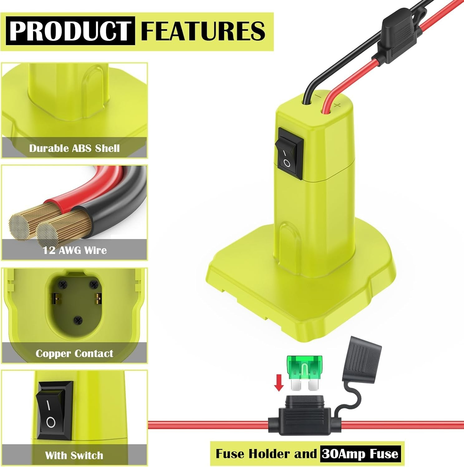 Ryobi 18V Power Wheel Adapter – 12AWG Wire, Fuse Protection, Easy Install