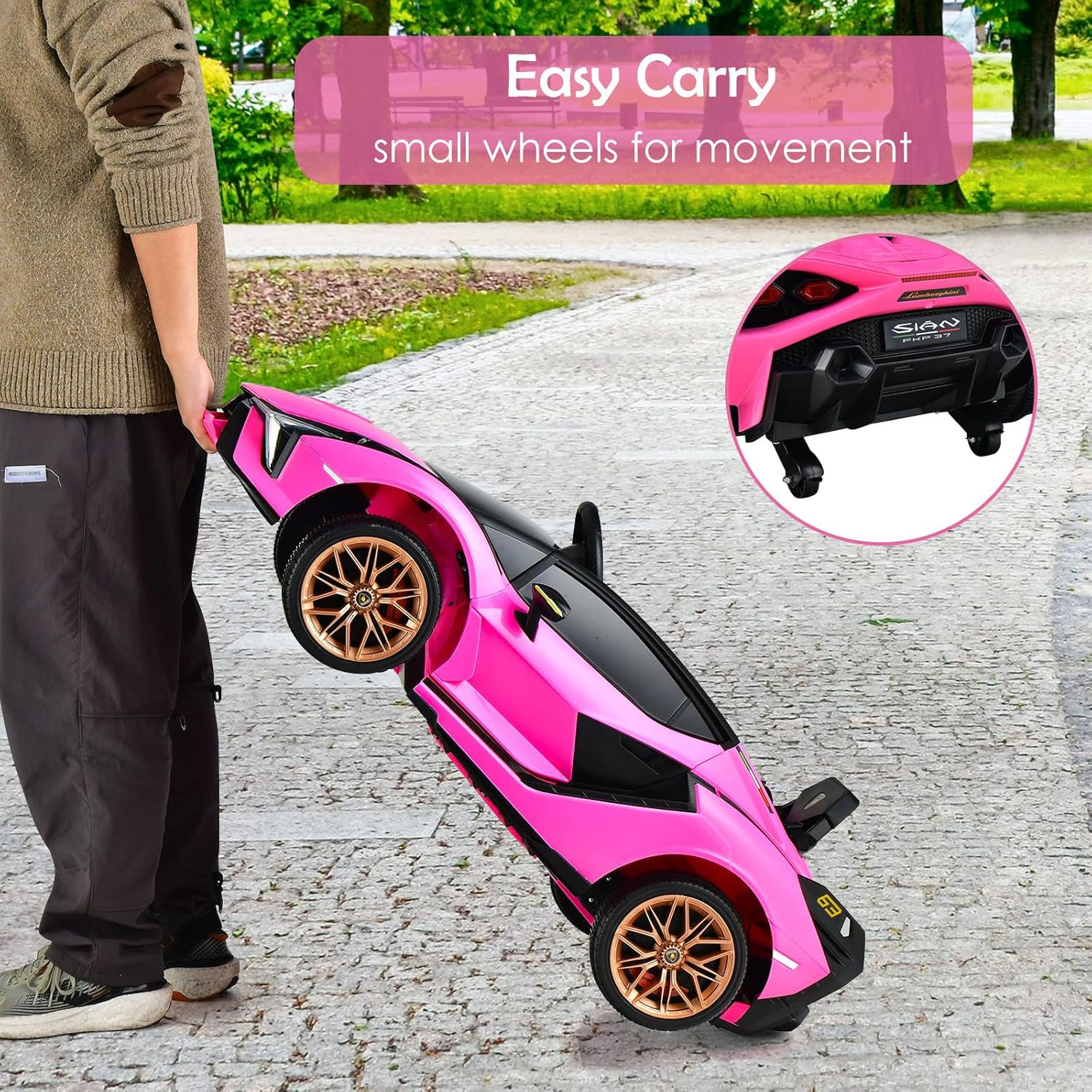 Kids 12V Licensed Lamborghini SIAN Ride on Car, Electric Vehicle for Toddler wit
