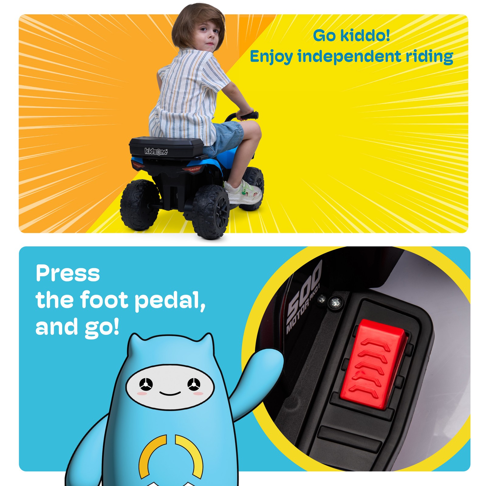 Kidzone Electric 6V Ride on ATV for Toddlers Safe Speed 1.5-2 km/h