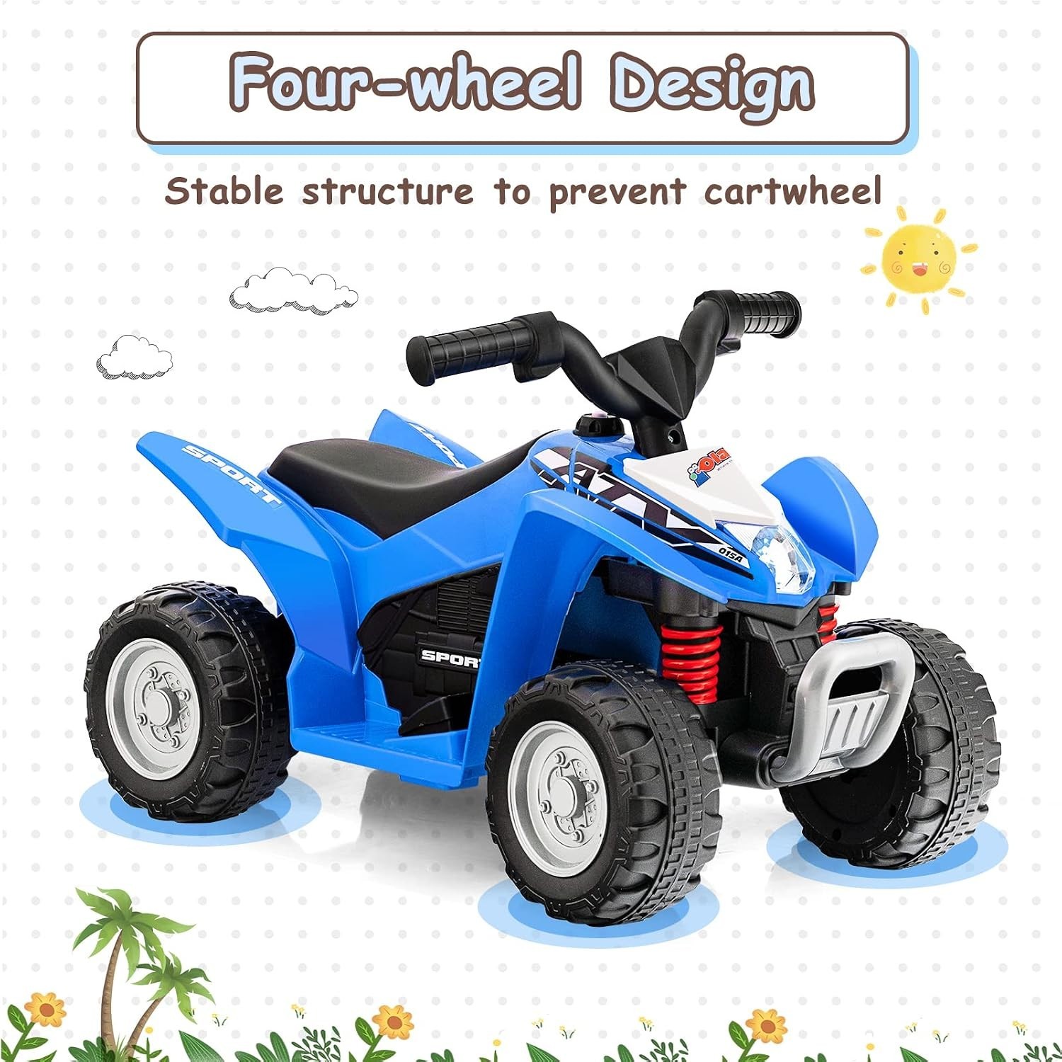 Kids 4-Wheeler Toy ATV with LED Lights – Safe & Exciting Ride On Experience