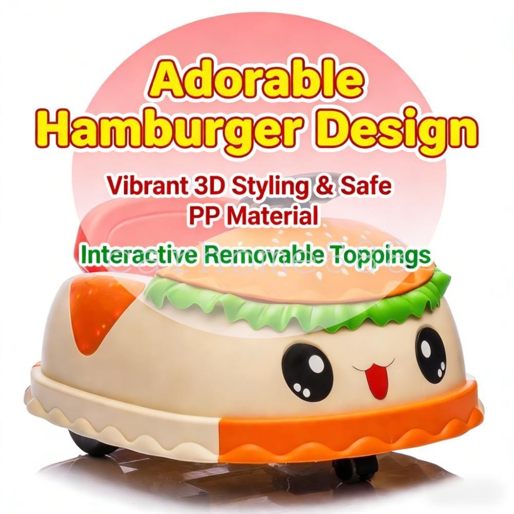 12V Kids Ride On Electric Bumper Car W/Parents Control, Cute Realistic Hamburger