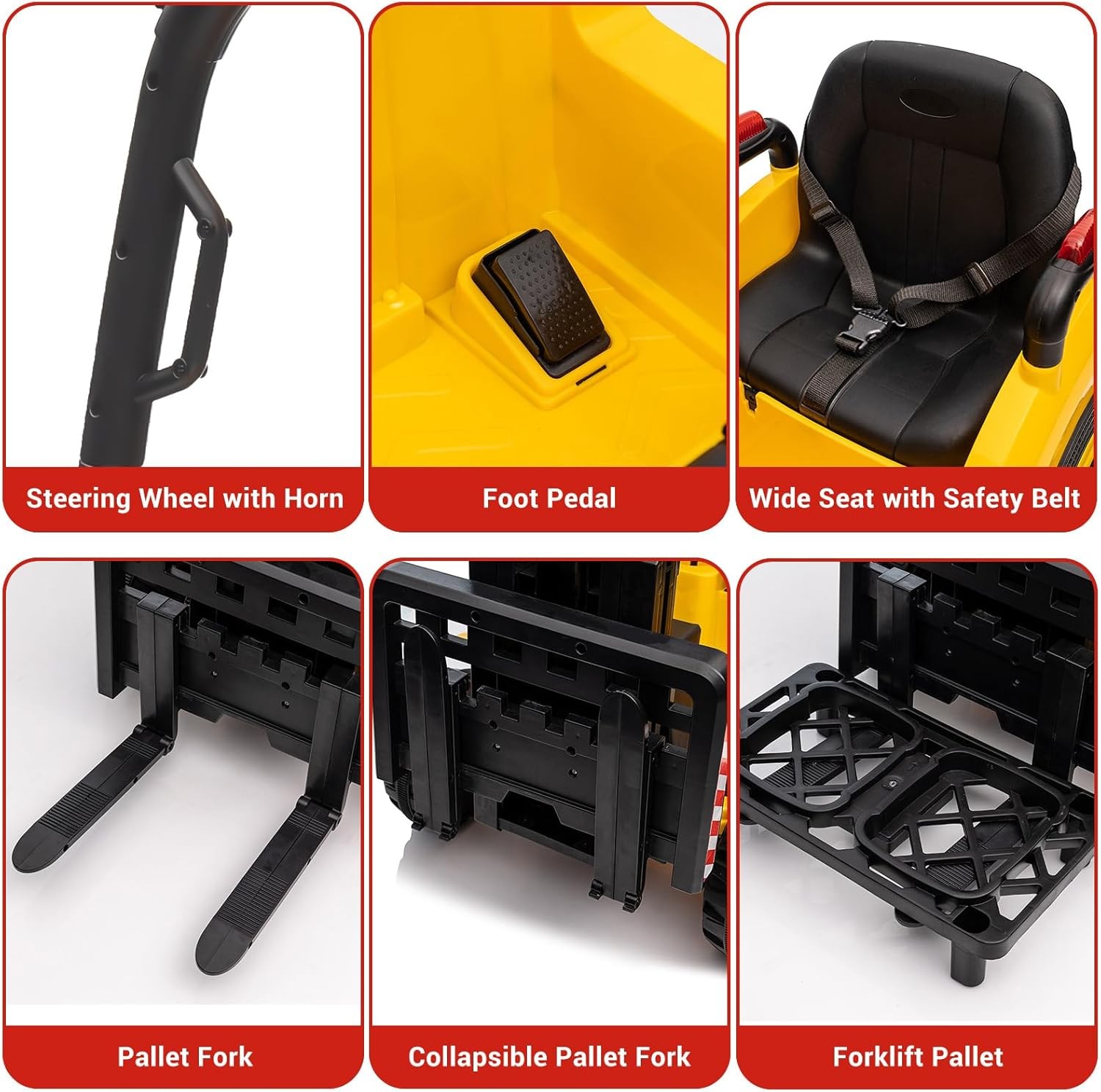 12V Electric Forklift For Children Kids Ride On Construction Car With Tent Toys