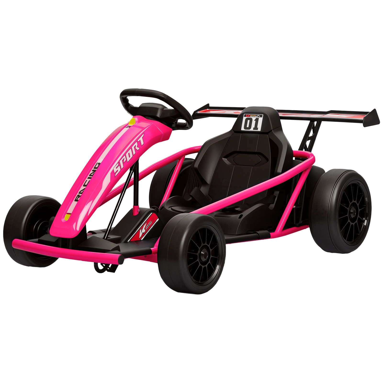 24V 8.1 MPH Electric Drift Kart for Kids with Dual Motors, Soft Start, Pink