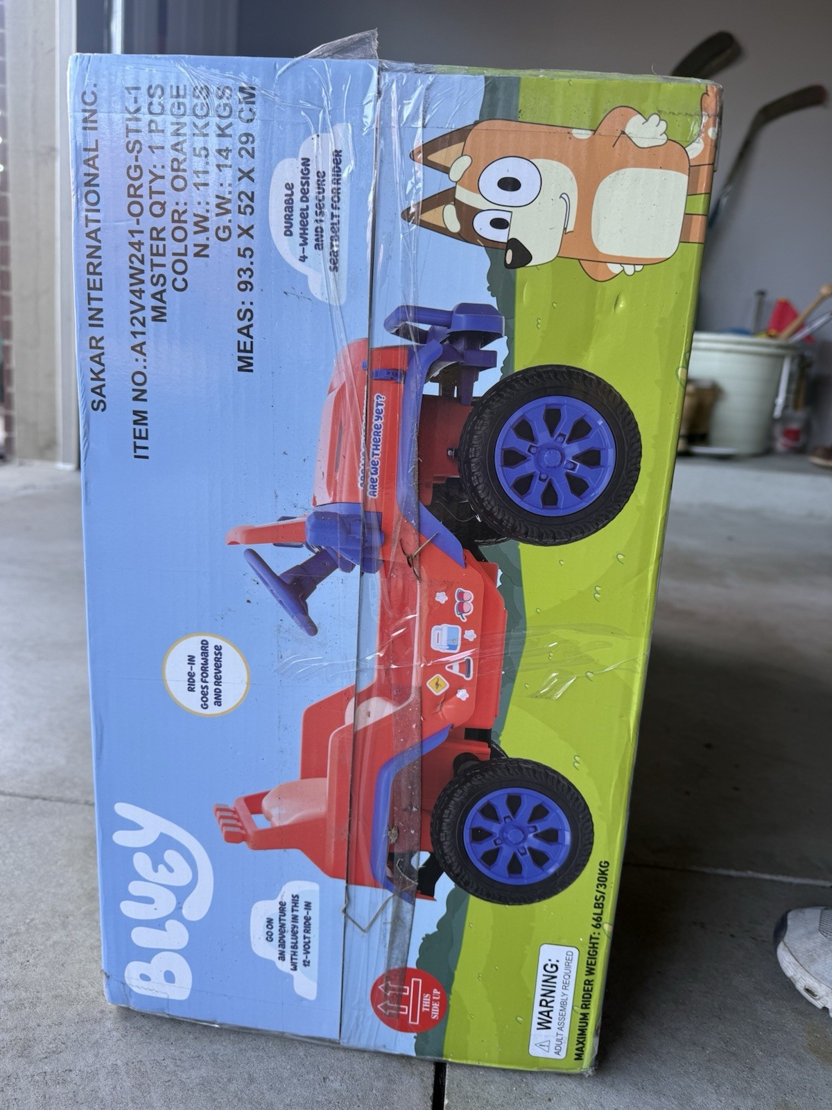 Bluey Ride On Jeep 4 Wheeler 12V Ride in W/Working Headlights! Brand New In Box