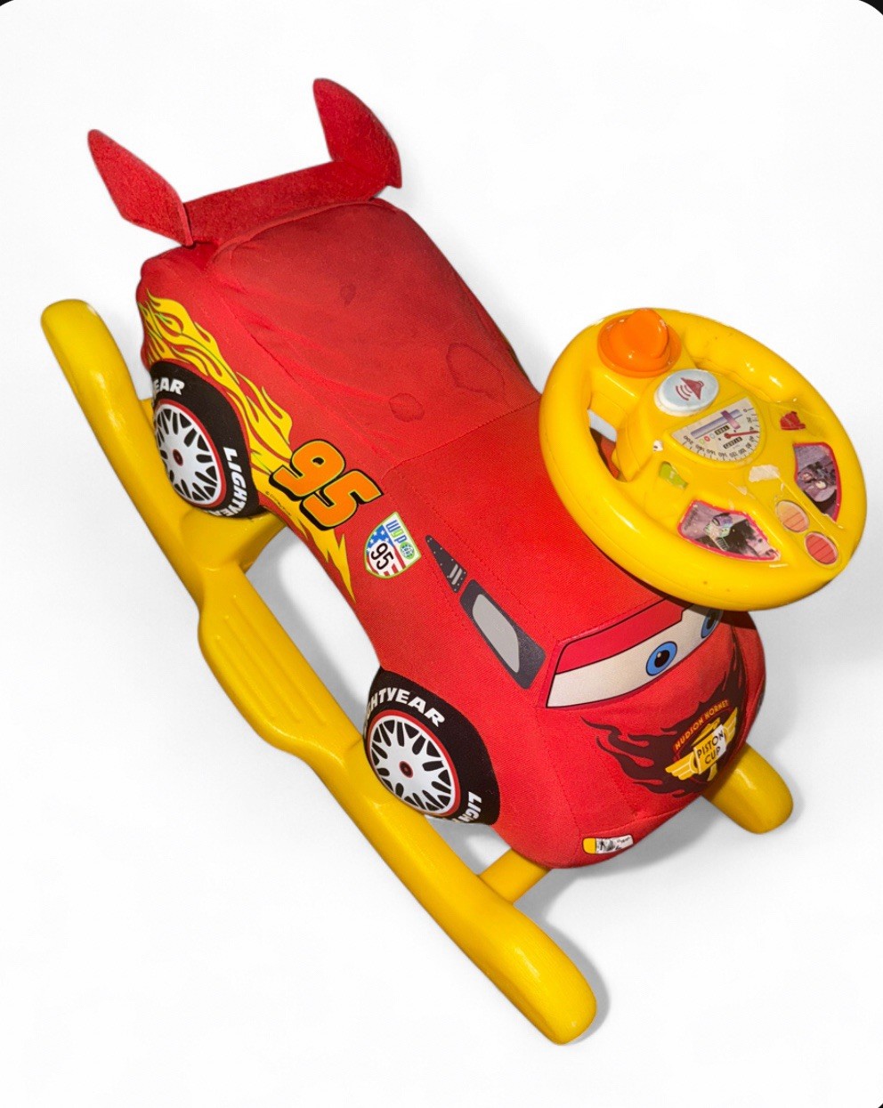 Disney Pixar Cars Lightning McQueen Sit On Rocker Rocking Plush Toddler WORKING!
