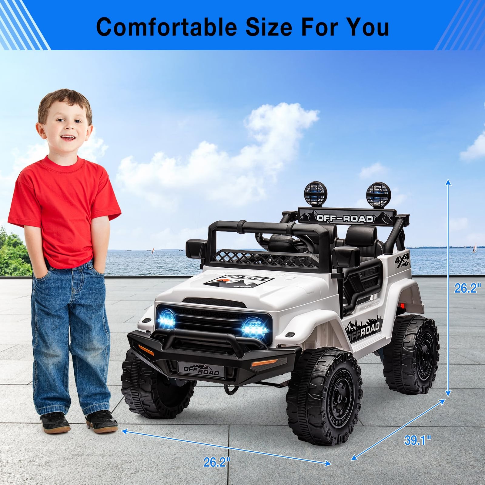 Hetoy Electric Car for Kids, 12V Ride on Truck Car with Remote Control Spring Su