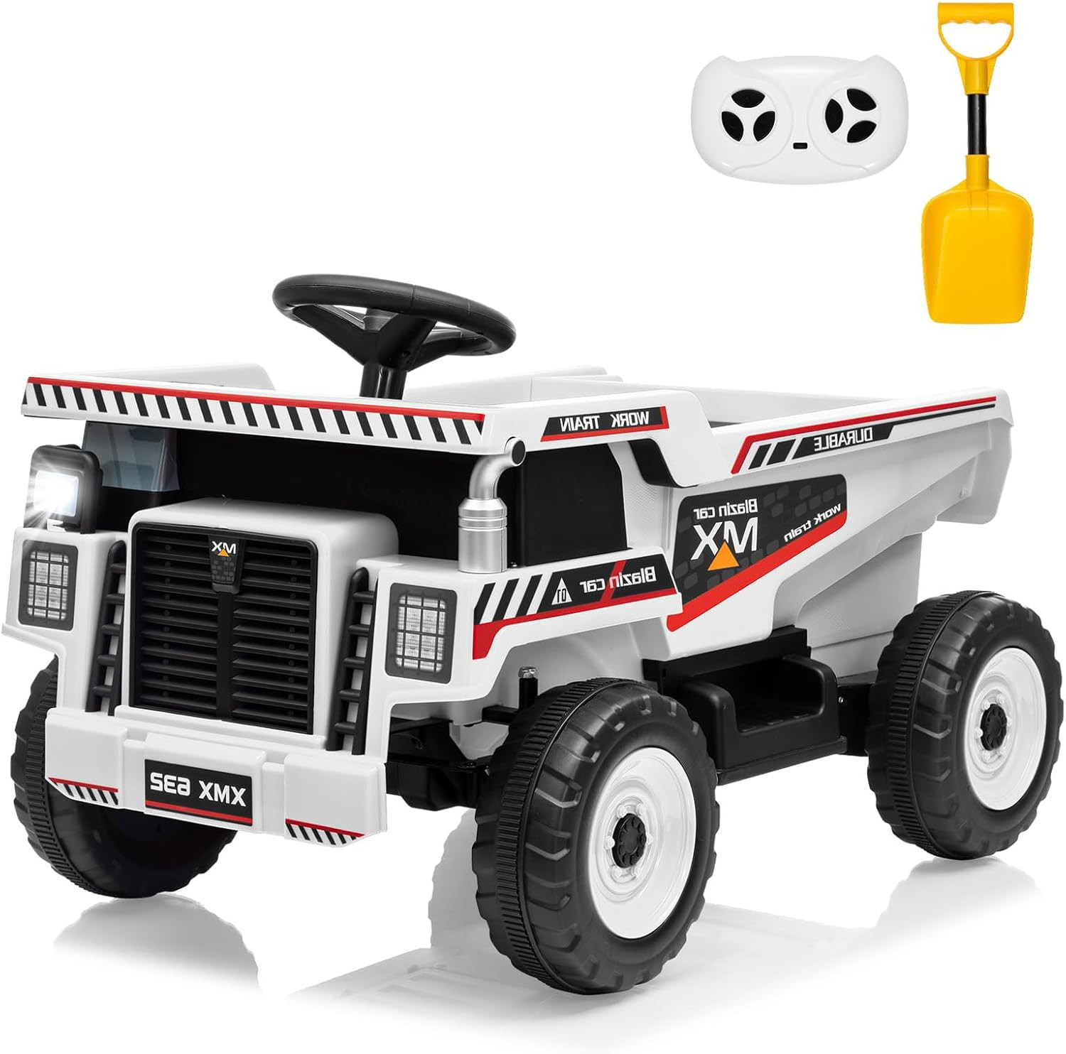 Parent Remote Control 12V Electric Ride-On Dump Truck for Kids, with Dump Bed, S
