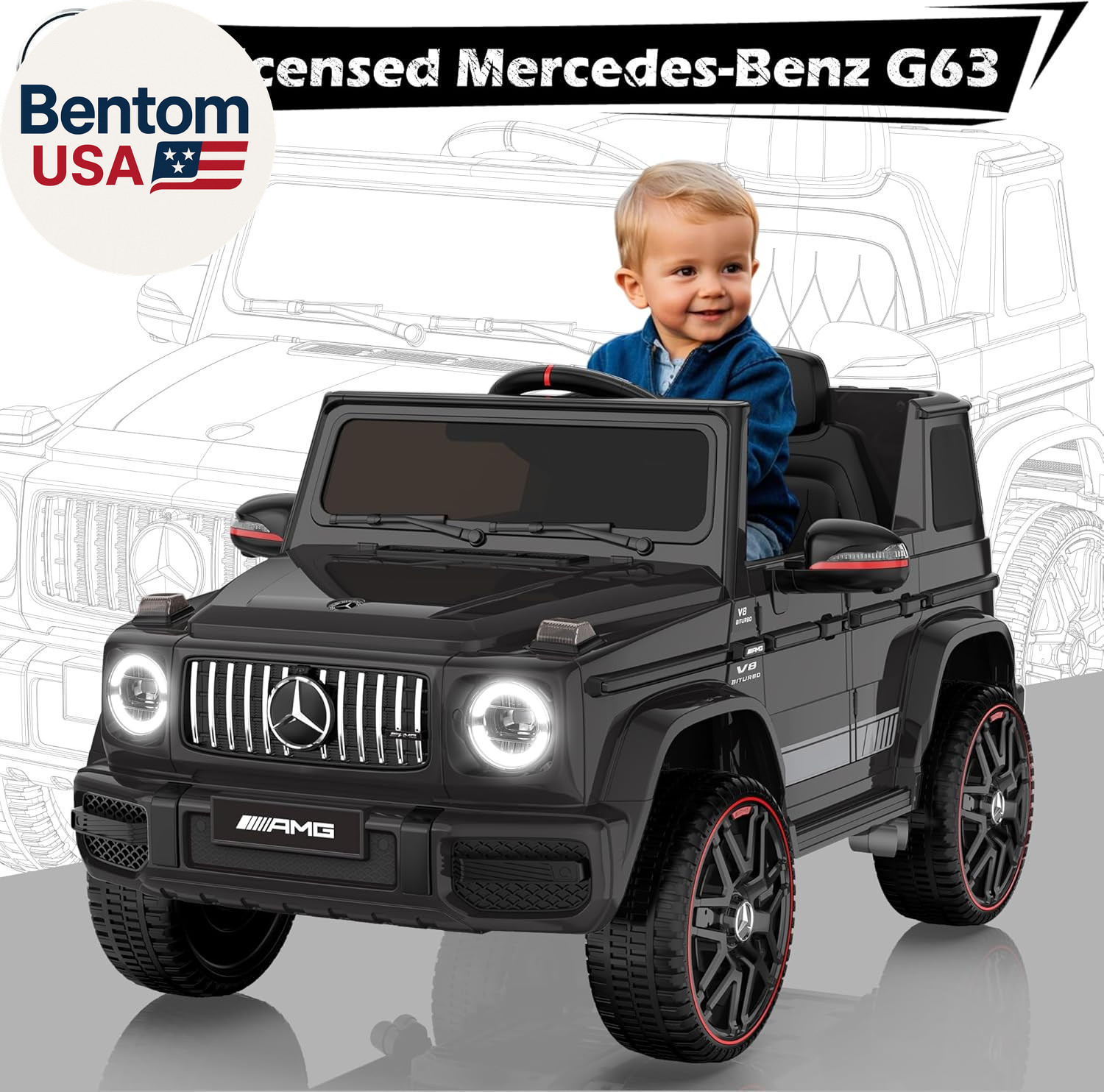 Licensed Mercedes-Benz G63 Car for Kids, 12V Ride on Car W/Parent Remote Control