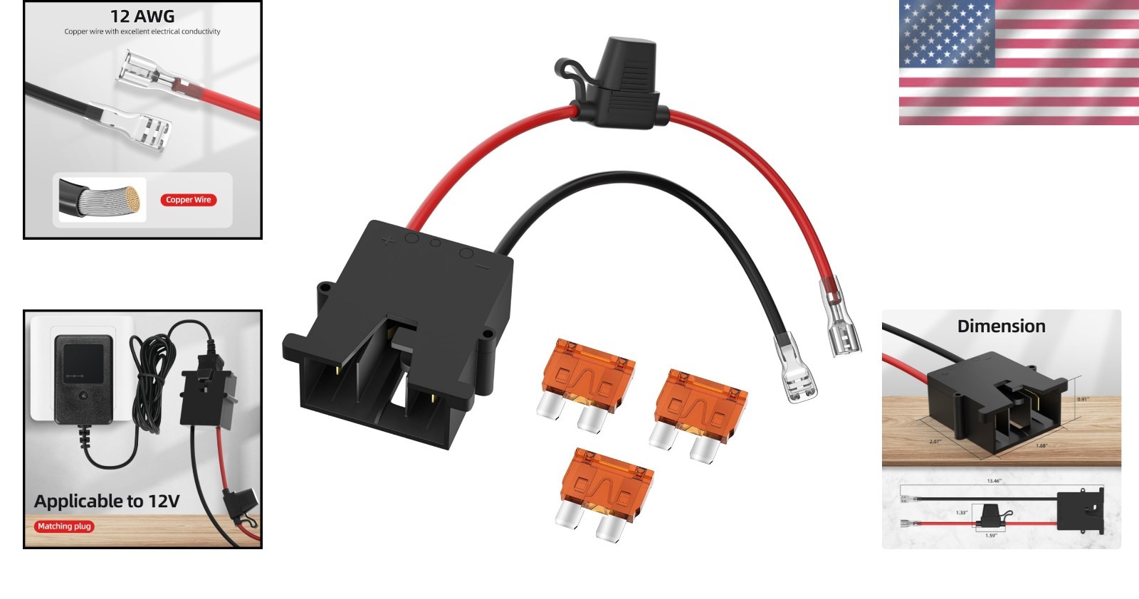12V Power Wheels Replacement Wire Harness Connector with Fuses – Easy Install