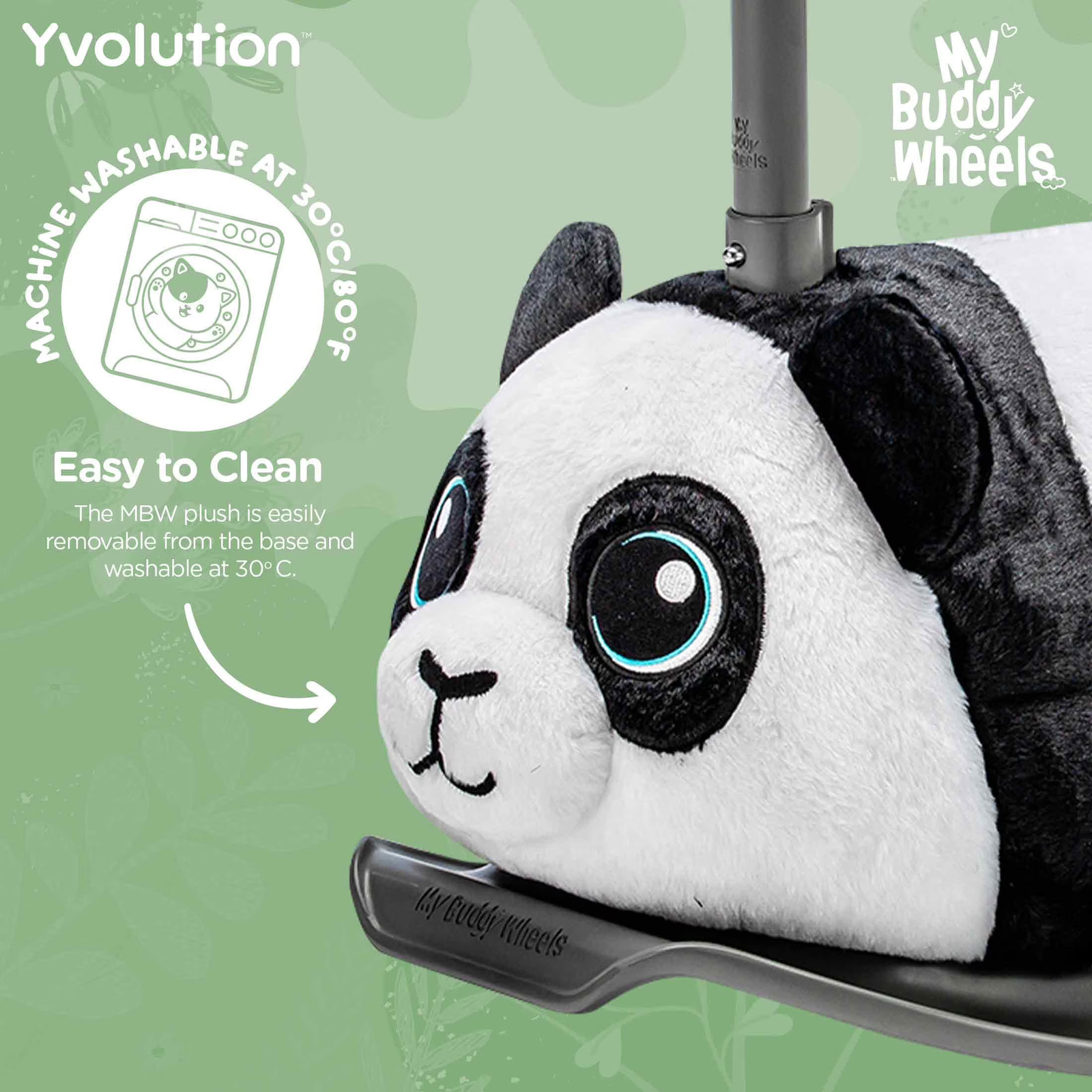 Kids Ride On Toy 2-in-1 Panda Bear Soft Plush Toddler Rocker Anti-Slip Footplate