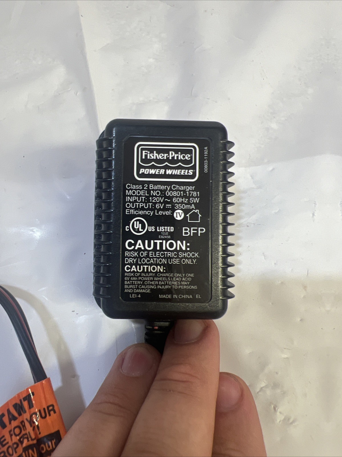 Fisher-Price Power Wheels 00801-1781 OEM Original Class 2 Battery Charger
