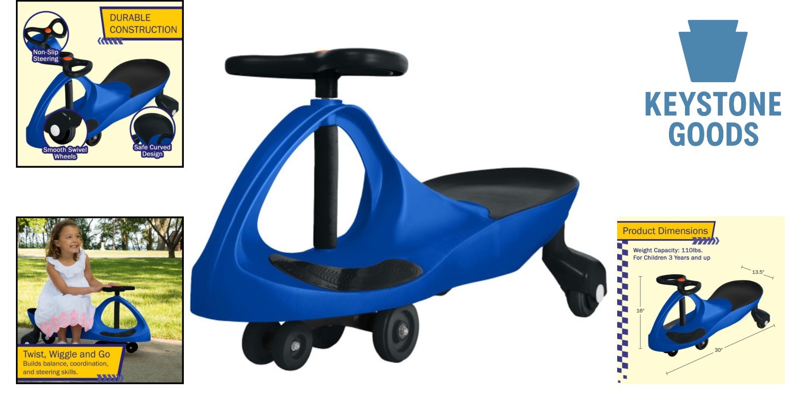 Lil’ Rider Wiggle Car Ride-On Toy – No Batteries, Gears, or Pedals for Ages 3+