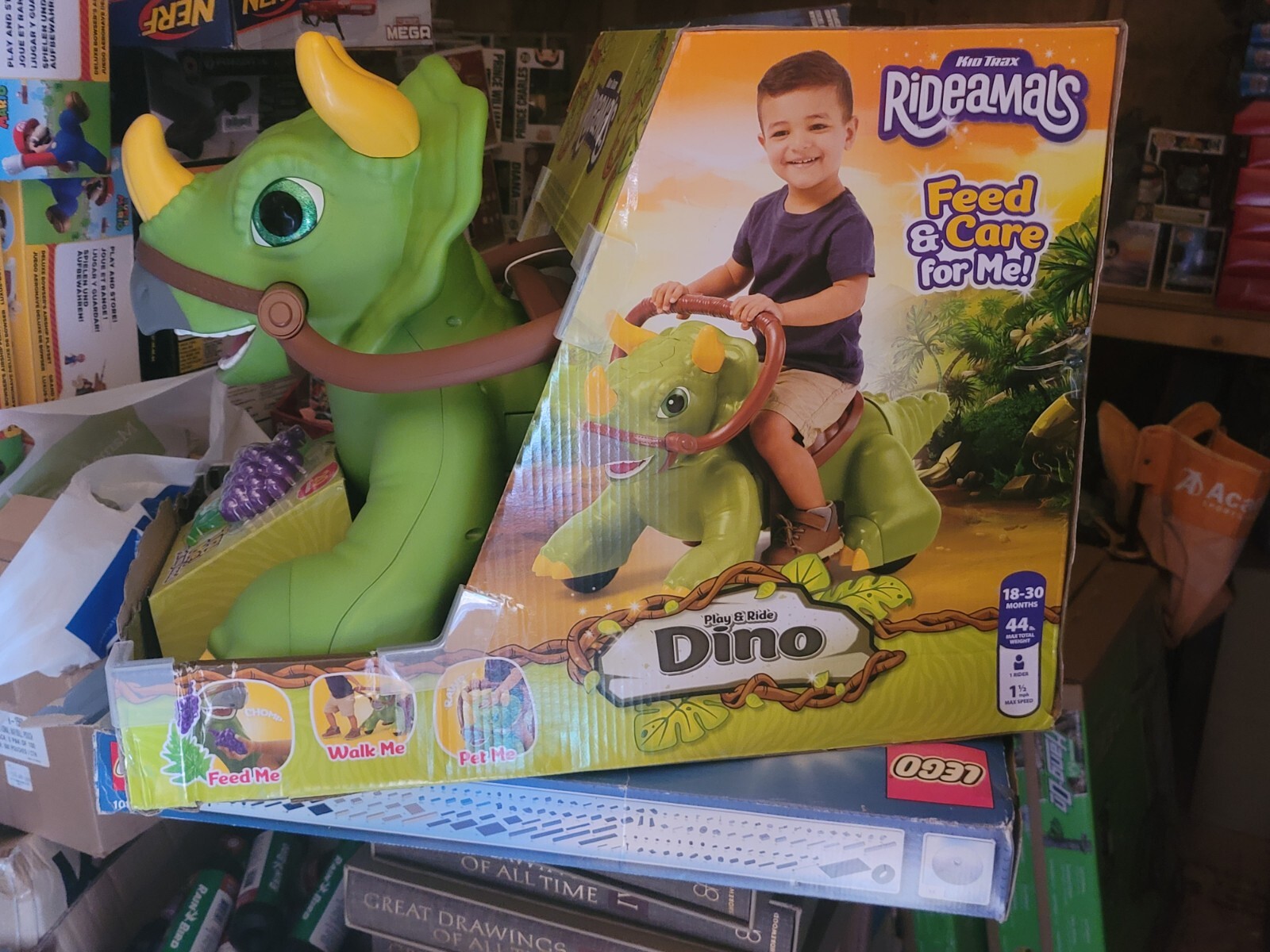 KID TRAX RIDEAMALS Dino Dinosaur Triceratops RIDE-ON TOY NEW Rare HTF 18-30 Mths