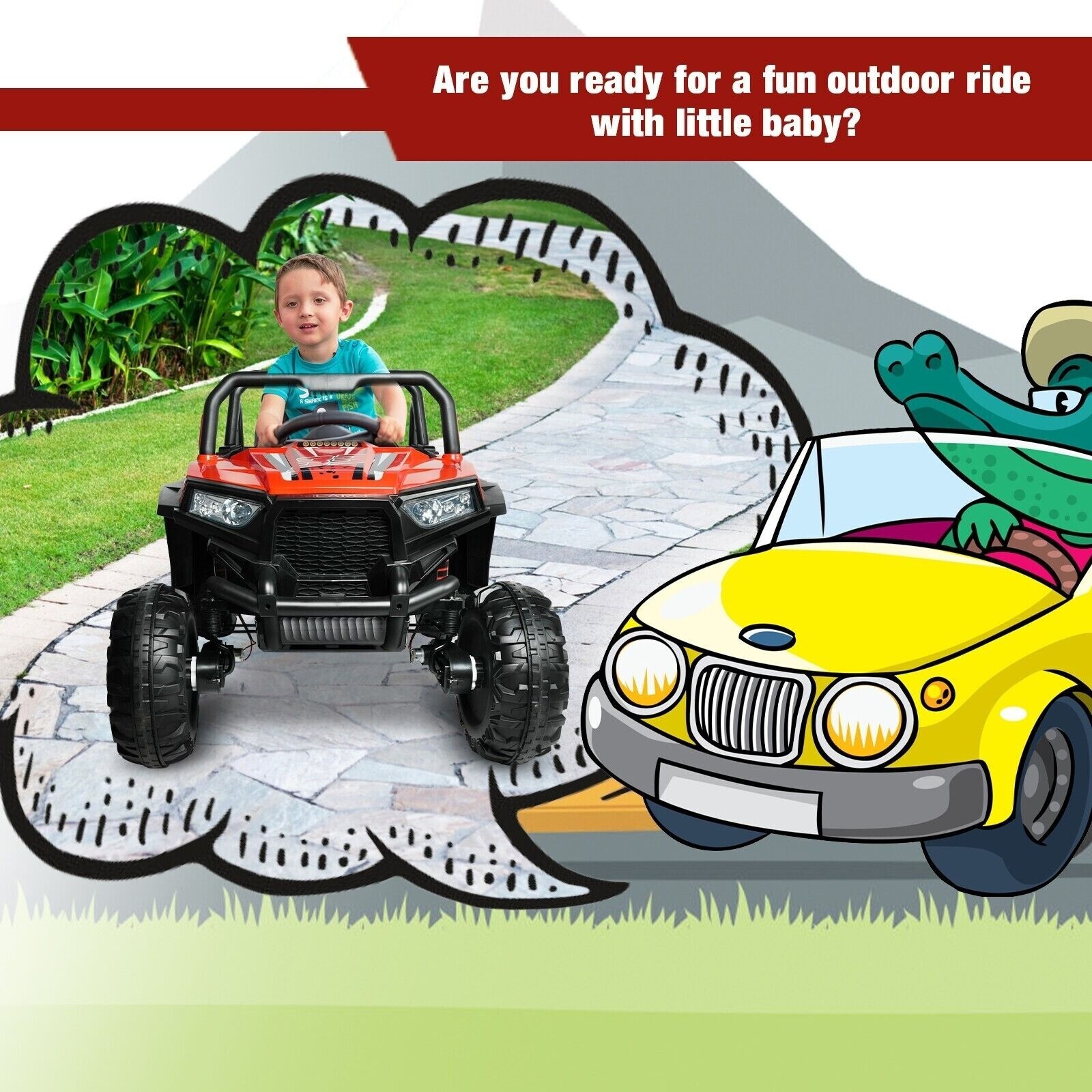 VILOBOS Electric Car Kids Ride On Toy 12V 4WD Remote Control Swing Ages 3-8 Gift