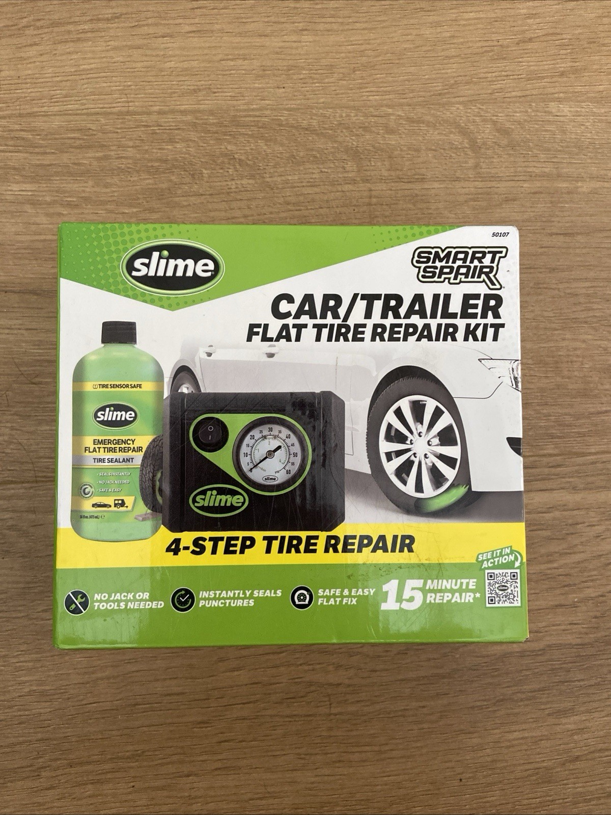 Slime Smart Spair Plus Flat Tire Repair Kit 50107) Car/Trailer)