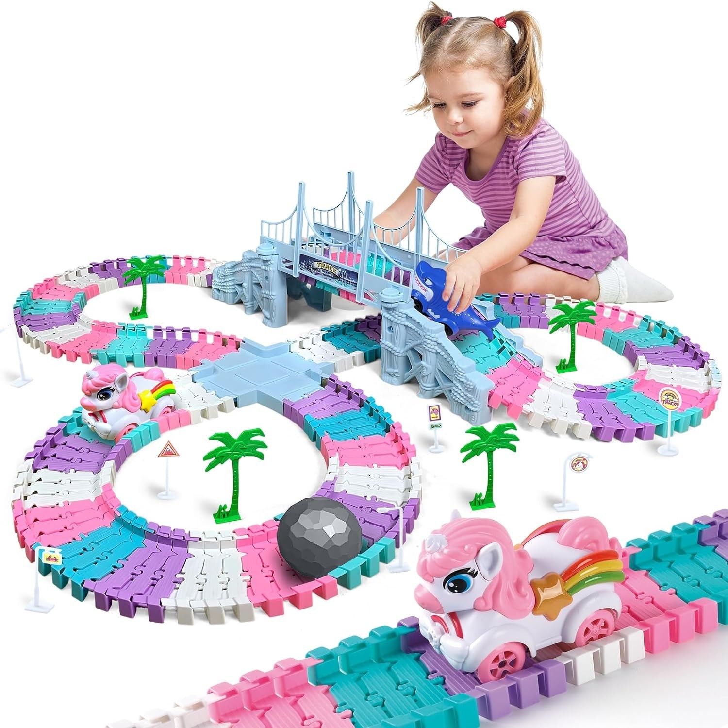 Car Toys for Kid 4-6, 194 PCS Race Car Track for Kids Ages 4-8, Monster Truck…