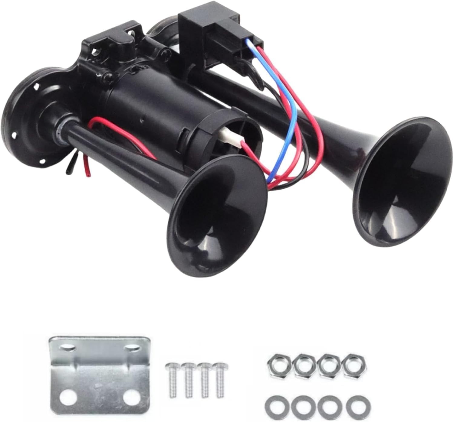 12V 600DB Upgrade Super Loud Dual Electric Black Train Horns for Trucks SUVs …