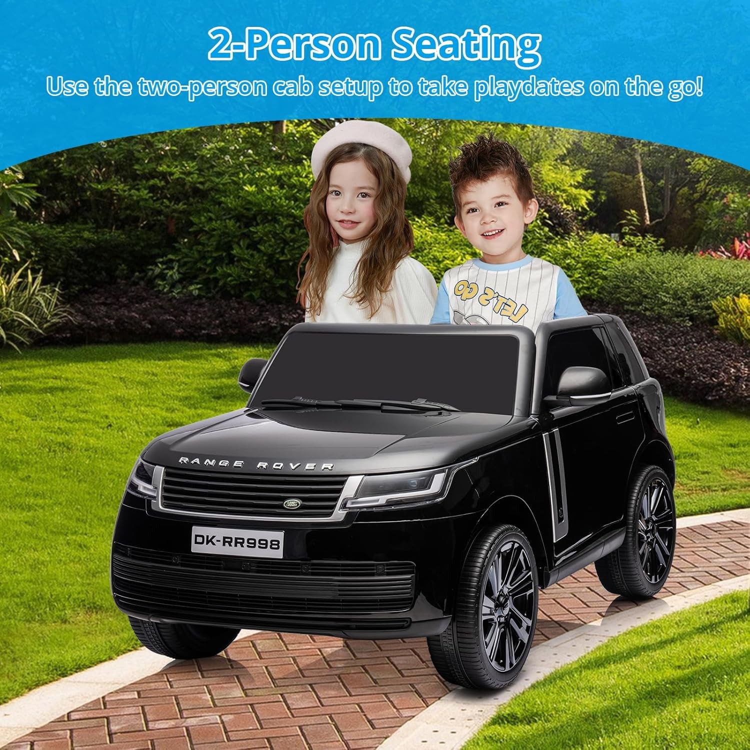 GARVEE 24V Kids Ride-On Car 2-Seater Dual 240W Motor LED Lights Music, Remote