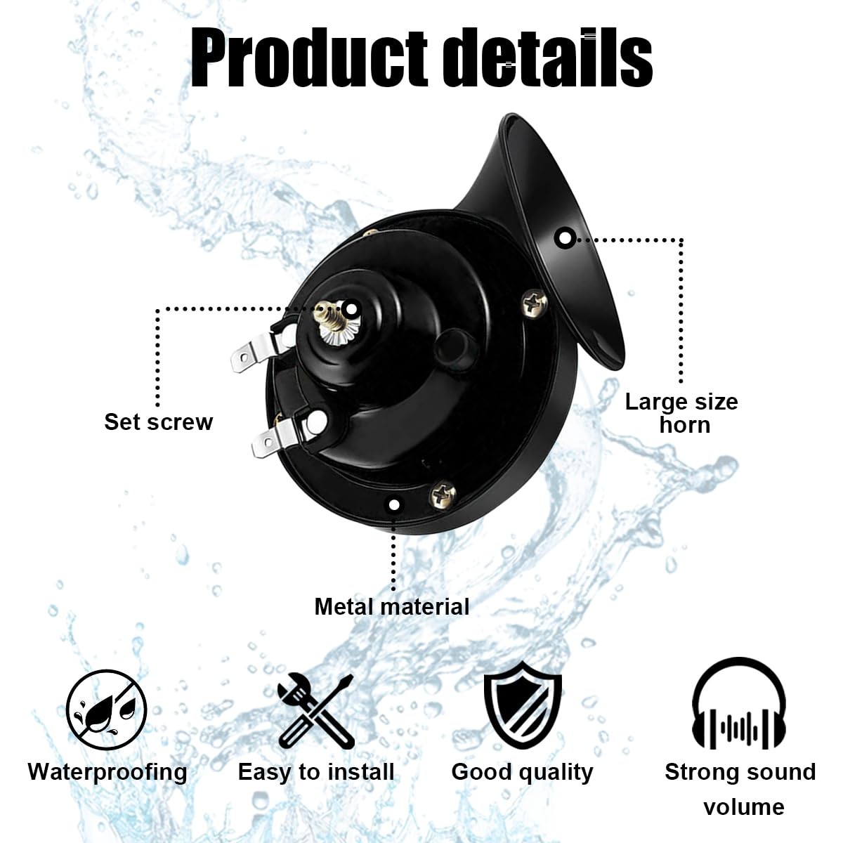 Sylvil 300DB Super Loud Car Horn, 12V Waterproof 4.25×3.68 inches, Black
