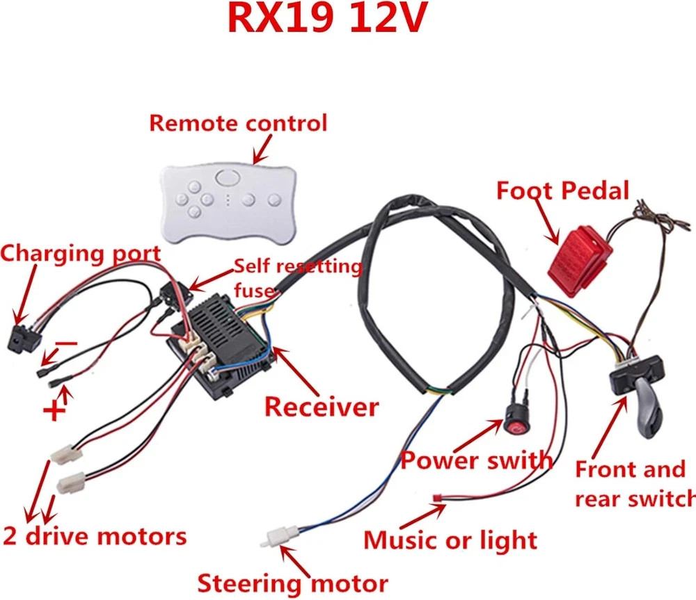12V Kids Ride-On Car Remote Control Upgrade Kit with Motors & Accessories