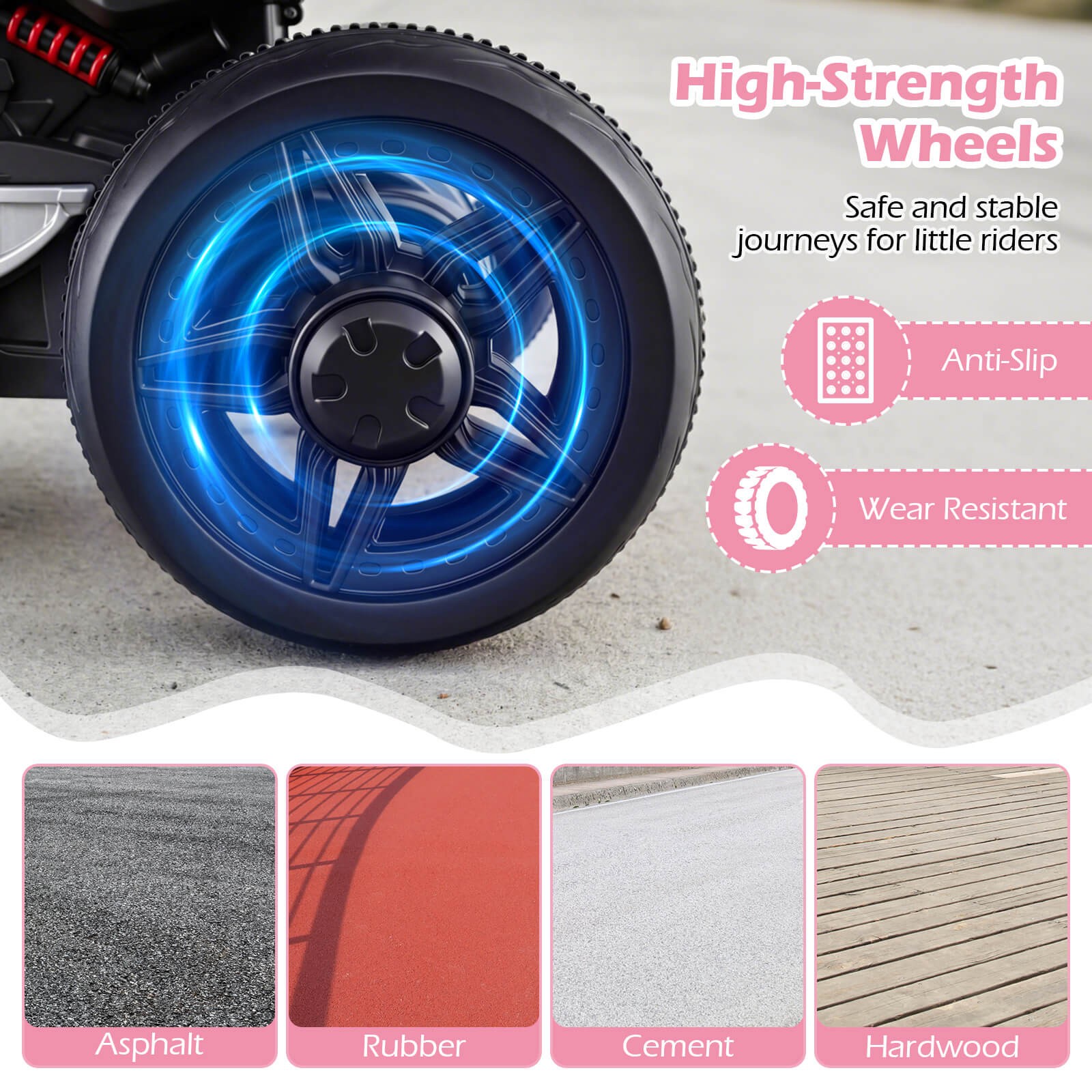 6V Kids Motorcycle w/Song,Story,LED Headlights,Accelerator Pedal & 3 Wheels,Pink