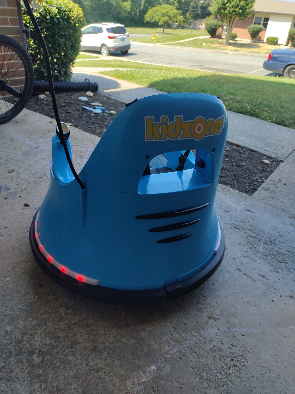 Kidzone Blue 6V Batt.Operated Ride-On Bumper Car w/ Seat Harness, LED Lights 4-7