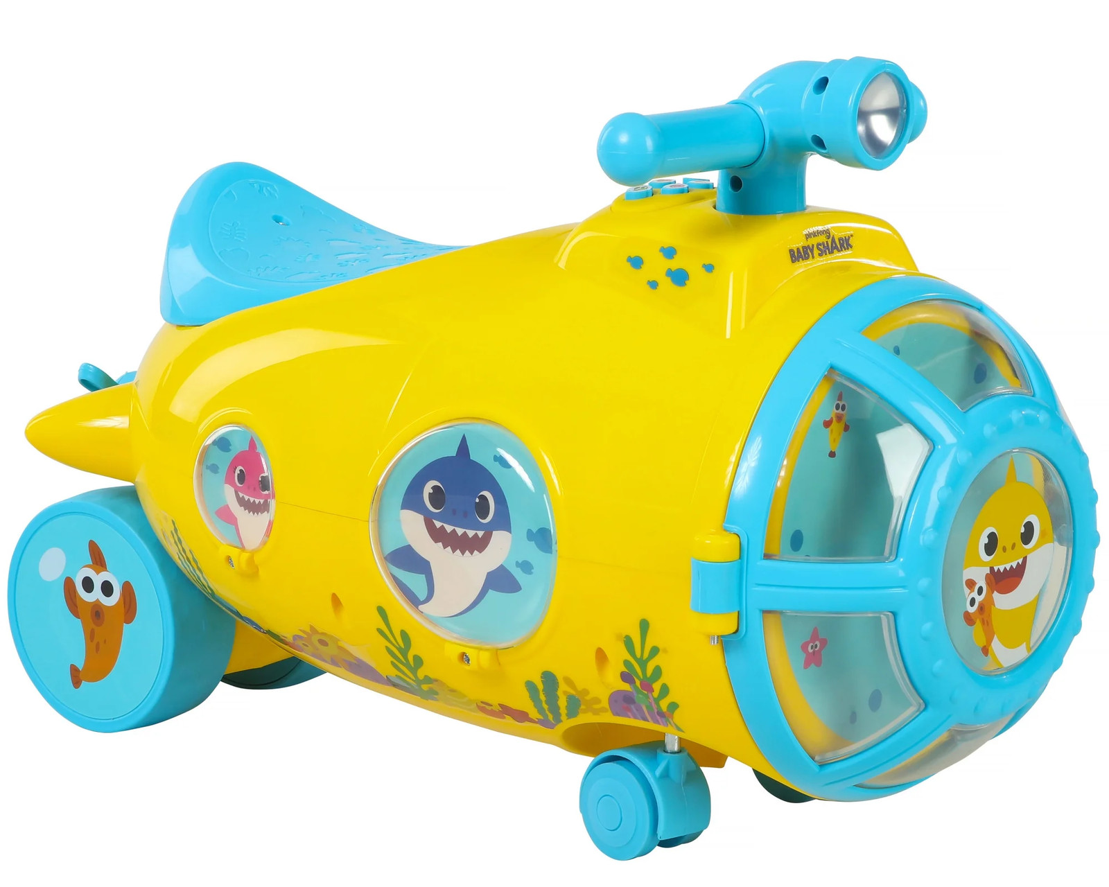 Kids Ride On Toy Baby Shark Yellow Submarine Periscope Spinning Propeller