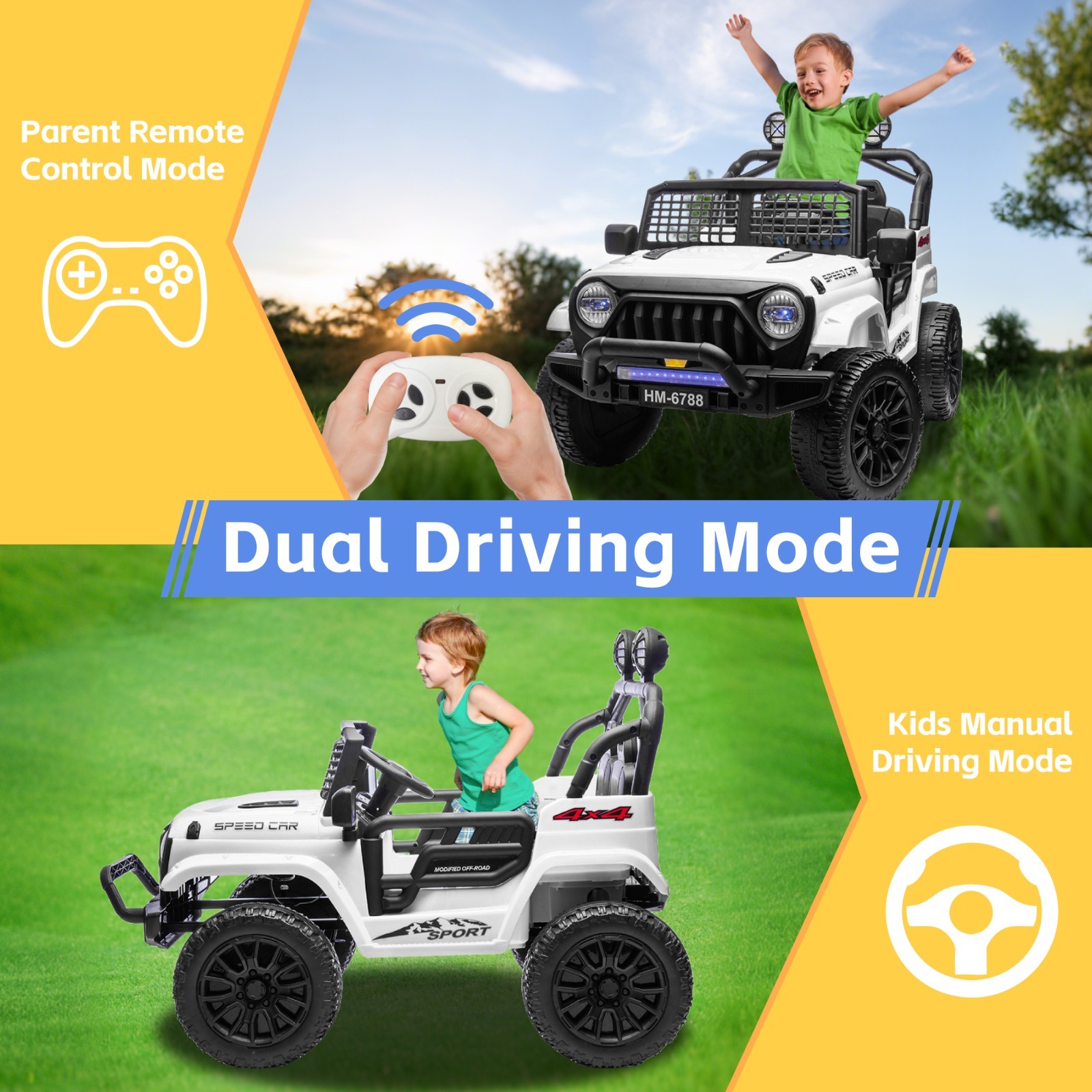 24V Kids 2 Seater Truck Ride on Toy 3-6mph Low & High Speed w/Remote Xmas Gifts