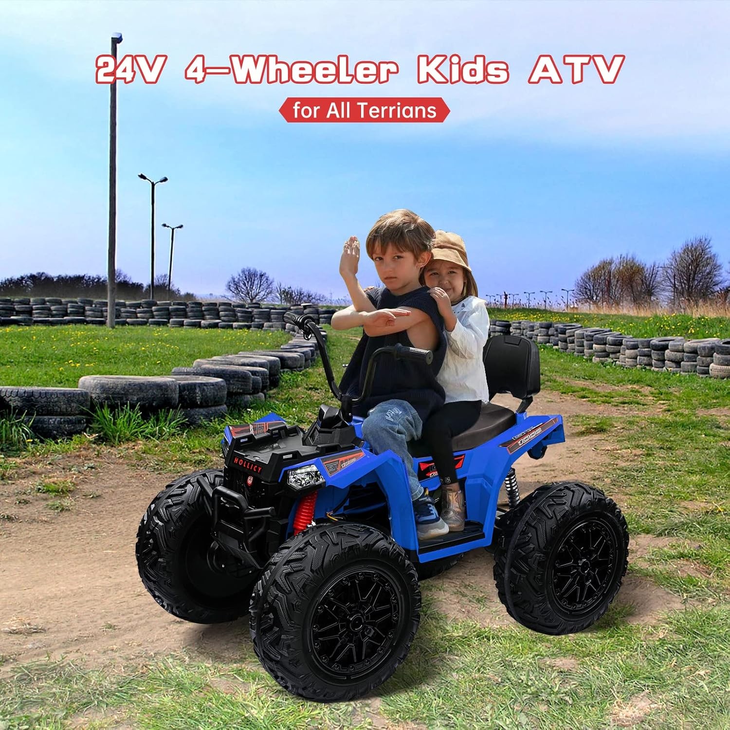 Kids ATV 24V Ride on Car 4WD Quad Electric Vehicle 4x80W 7AHx2 Battery LED Toy