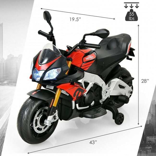 Aprilia Licensed Electric Toddler Ride-On Motorbike with Wheels and LED