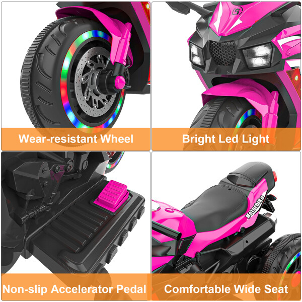 2025 Kids Ride On Dirt Bike 12V Electric Motorcycle 3 Wheels Light Music Xmas