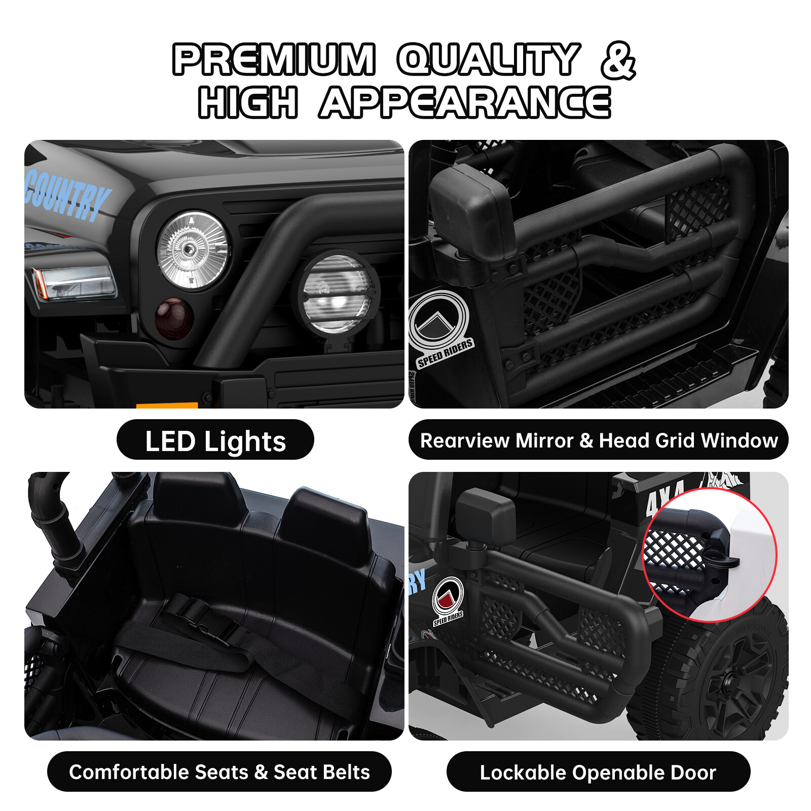 12V Electric Kids Ride On Car Off-Road 4 Wheel Vehicle W/ Remote Control & Led